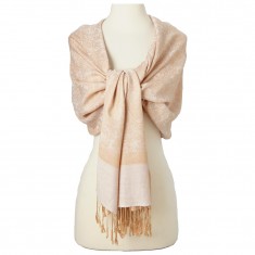 Beige Paisley Pashmina-Silk Blend Scarf