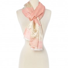 Watermelon Red Floral Silk-Blend Scarf
