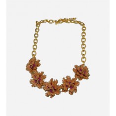 Orange Flower Charms Necklace