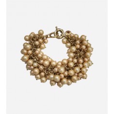 Golden Faux Pearl Cluster Bracelet