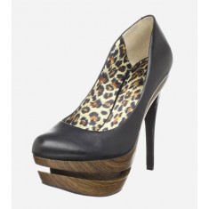Colie Black Leather Cut Out Pump Shoe