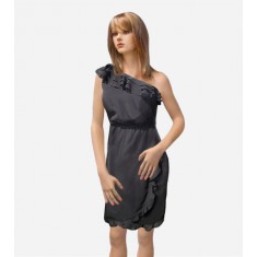 One Shoulder Ruffled Trim Dress