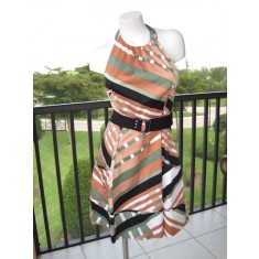 Tawny Orange/Multicolor Halter Dress