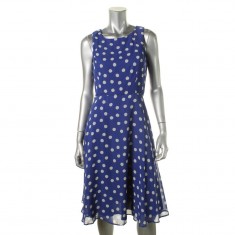 Blue Chiffon Polka Dot Dress