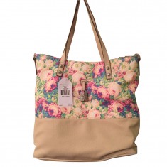 Taupe Floral Print Handbag