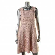 Pink Lace Fit & Flare Cocktail Dress 
