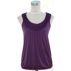 Purple Rosette Trim Banded Tank Top