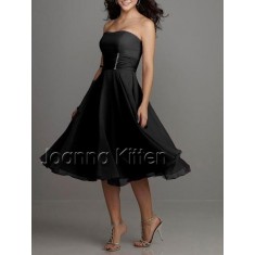 Black Flowy Chiffon Cocktail Dress