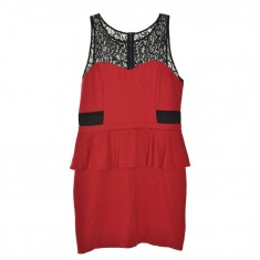 Red Lace Peplum Dress 