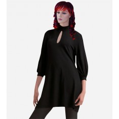 Keyhole Trapeze Dress in Black