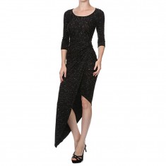 Black Marl Asymmetrical Wrap Dress