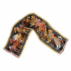 Black Native Horses Silk Scarf