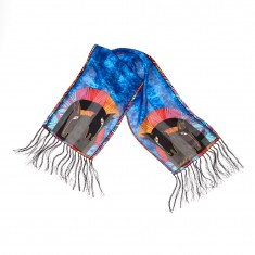 Blue Embracing Horses Silk Scarf