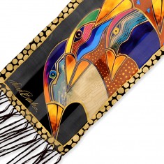 Yellow Sky Spirits Fringe Silk Scarf