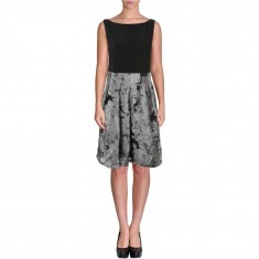 Black Matte Jersey Pleated Dress