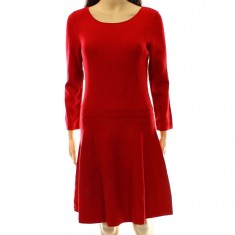Red Ribbed Sweater Dress
