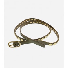 Studded Buckle Closure Skinny Belt