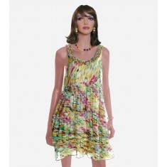 Abstract Print Silk Dress