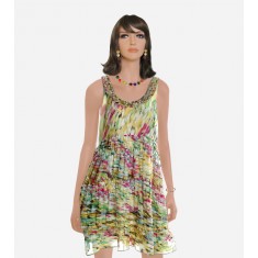 Abstract Print Silk Dress