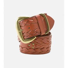 Cherry Red Leather Stitched Belt