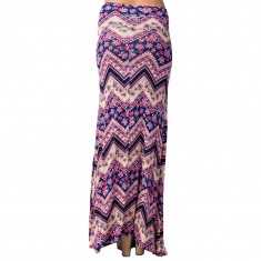 Navy & Lavender Zig-Zag Maxi Skirt
