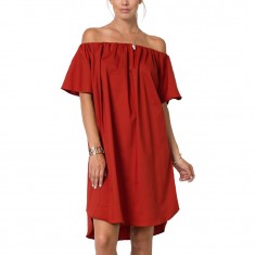 Rust Off-Shoulder Dress