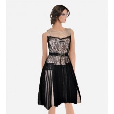 Pleated Lace Cocktail Dress