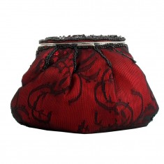 Red Rhinestone Lace Clutch