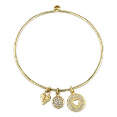 Gold Cubic Zirconia Heart Charm Bracelet