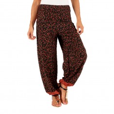 Black & Red Floral Harem Pants