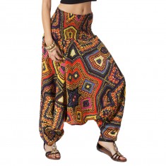 Multicolor Geometric Three-In-One Convertible Harem Pants