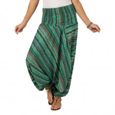Green Stripe Two-In-One Convertible Harem Pants 