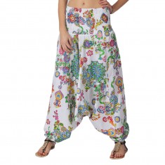 White Arabesque Three-In-One Convertible Harem Pants