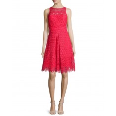 Poppy Red Lace Sleeveless Cocktail Dress