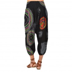 Black Geometric Harem Pants