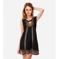 Black & Gold Embellished A-Line Dress