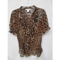 Pleated Chiffon Animal Print Top
