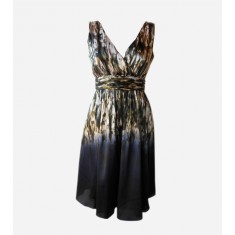 New York Brown Navy Print Dress
