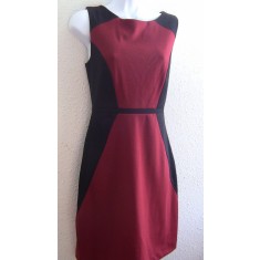 Brick Red & Black Ponte Knit Sheath Dress