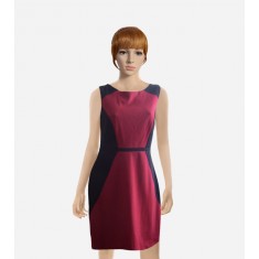 Nicole Miller Brick red and Black ponte knit sheath dress 03