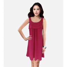 Casual Sunday Pink Crimson Color Dress