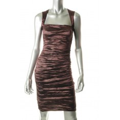Brown Ruched Cocktail Dress