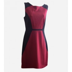 Brick Red & Black Ponte Knit Sheath Dress