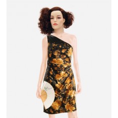 One-Shoulder Ruched Satin Dress