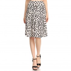 White & Black Dot Midi Skirt 