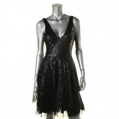 Black Mesh Sequins Dress