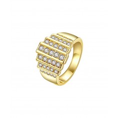 Cubic Zirconia & Gold Multi-Lined Ring  