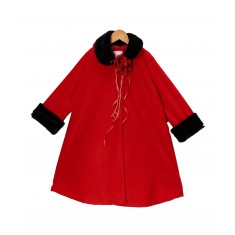 Red Rose Faux Fur Swing Coat