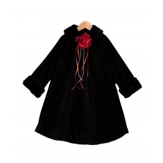 Black Rose Faux Fur Swing Coat