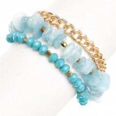 Blue Crystal & Leather Bracelet